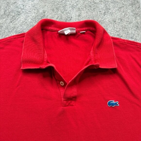 Lacoste Polo Shirt Men 4XL FR 9 Red Solid Slim Fit Cotton Pique Knit - Picture 1 of 13